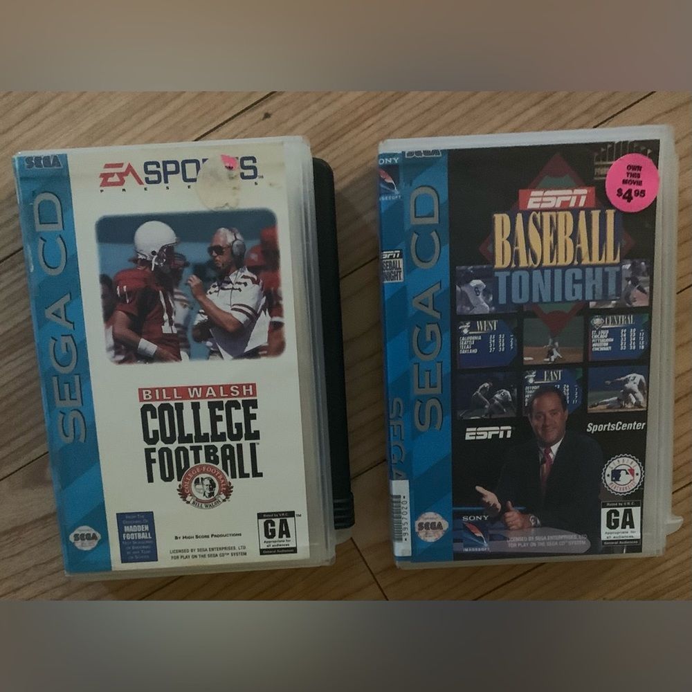 Rare Sega cd complete video games CIB baseball, and college football